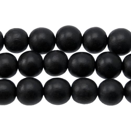 dyed wood beads - black round 12mm | 16-inch strand