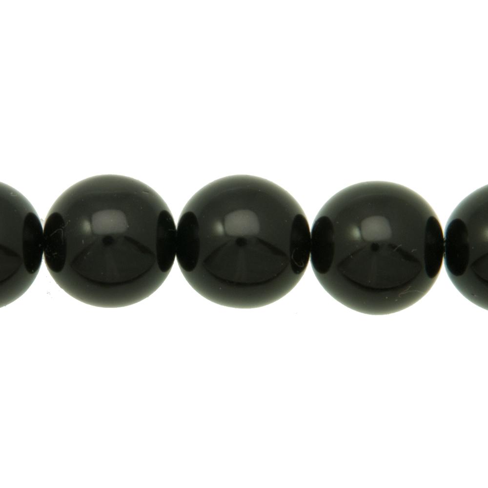 czech glass pearl beads - black round 10mm | 25pc