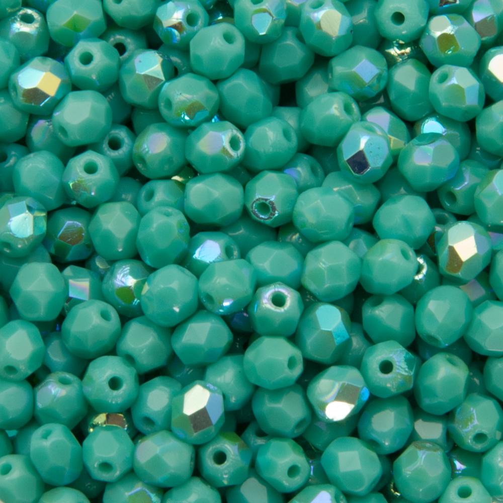 böhmische glasschliffperlen opaque turquoise ab 4mm | 50st
