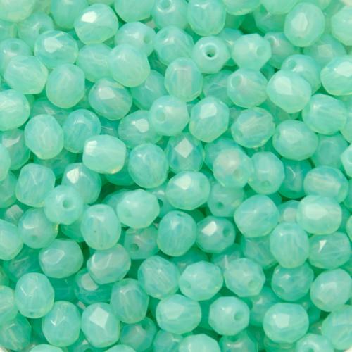 böhmische glasschliffperlen milky turquoise 4mm | 50st