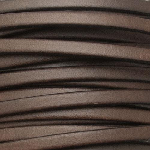 dark brown flat leather cord 5mm | 20cm