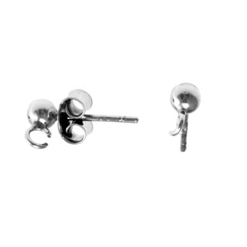 rhodium sterling silver ball post earring 4mm | 2pc
