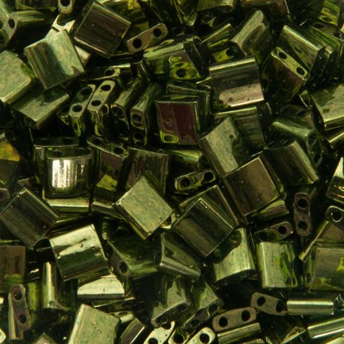 miyuki tila beads - olive green gold luster 5mm | 5gr
