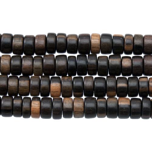 natural wood beads - ebony roundelle 8x3mm | 16-inch strand
