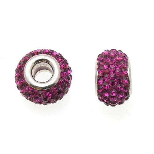 fuchsia pave' large hole beads 14x9mm | 1pc