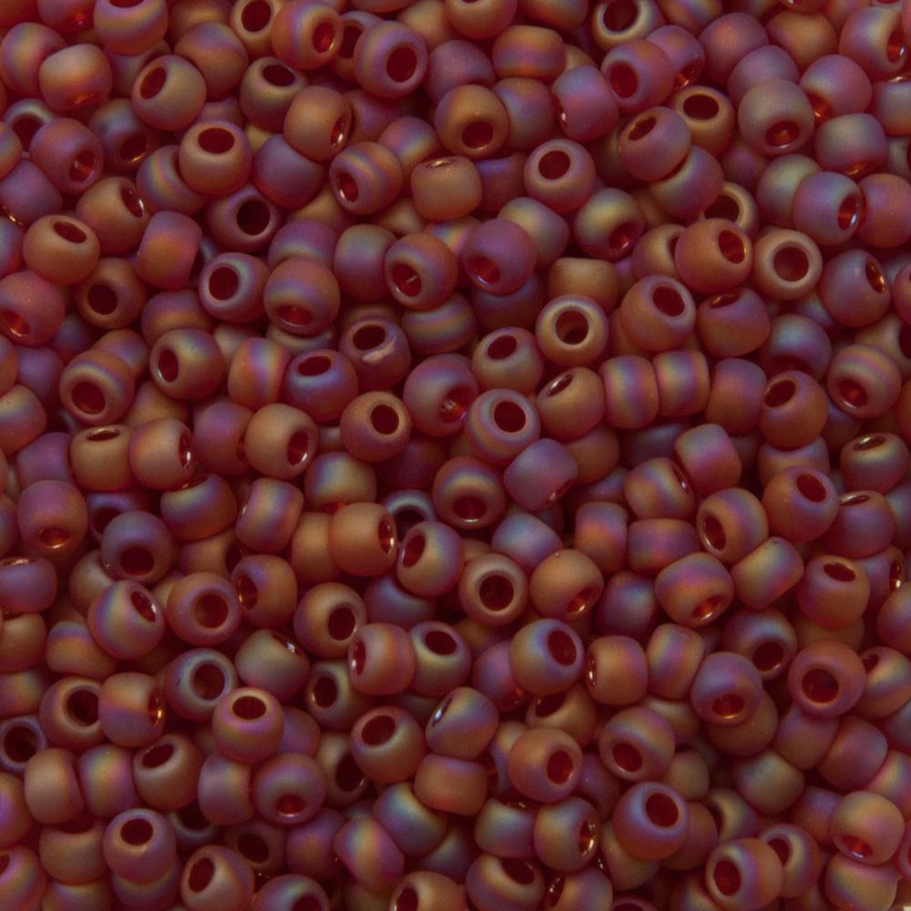 rocaille toho seed beads 8/0 transparent rainbow frosted ruby (165cf) | 10gr