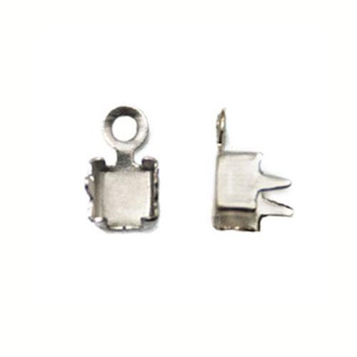 rhodium silver plated strass chain crimp end pp24 | 20pc