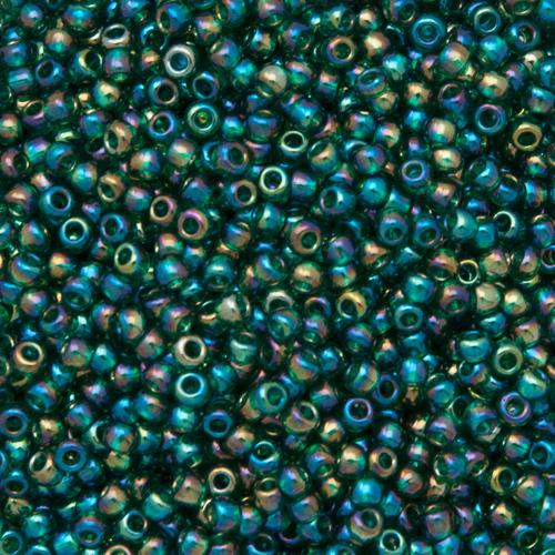 saatperlen toho 11/0 transparent rainbow green emerald (179) | 10gr