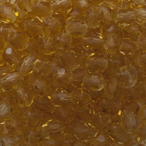 Lot De 100 Perles Facettes En Verre De Bohême - Couleur Topaze, 4mm, Marque Preciosa