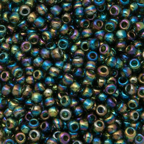 saatperlen toho 8/0 transparent rainbow olivine (180) | 10gr