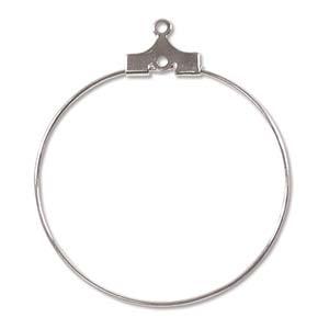 silver plated circle hoop earring 40mm | 12pc
