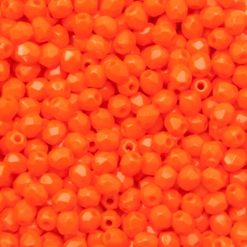 czech fire-polished round beads - opaque light orange 3mm | 50pc