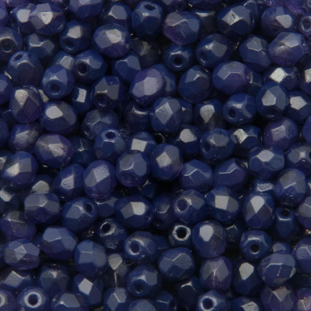 czech fire-polished round beads - coated opaque tanzanite 4mm | 50pc
