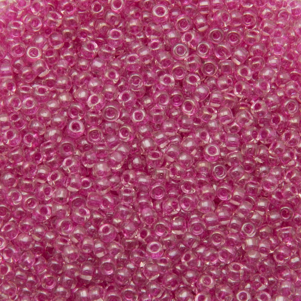 rocaille toho seed beads 11/0 inside color crystal/fuchsia lined (350) | 10gr