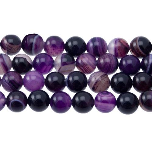 dyed lace agate purple smooth round 8mm | 15/16-inch strand