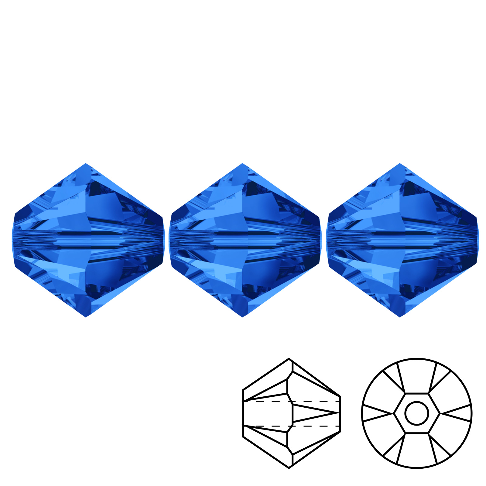 bicone (5328) sapphire 3mm | 48pc