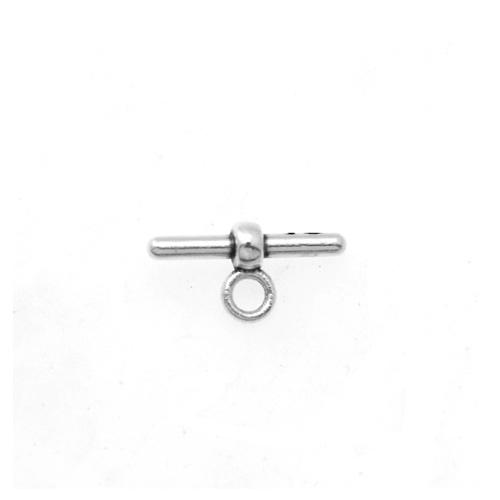 antique silver plated terminal clasp with ring 18mm for hollow rubber 3/4mm | 4pc