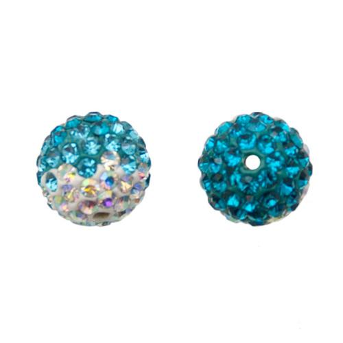pave' beads - blue zircon/crystal ab round 10mm | 1pc