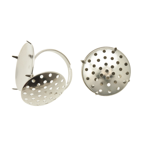 adjustable silver plated base ring with fretworked 20mm | 2pc