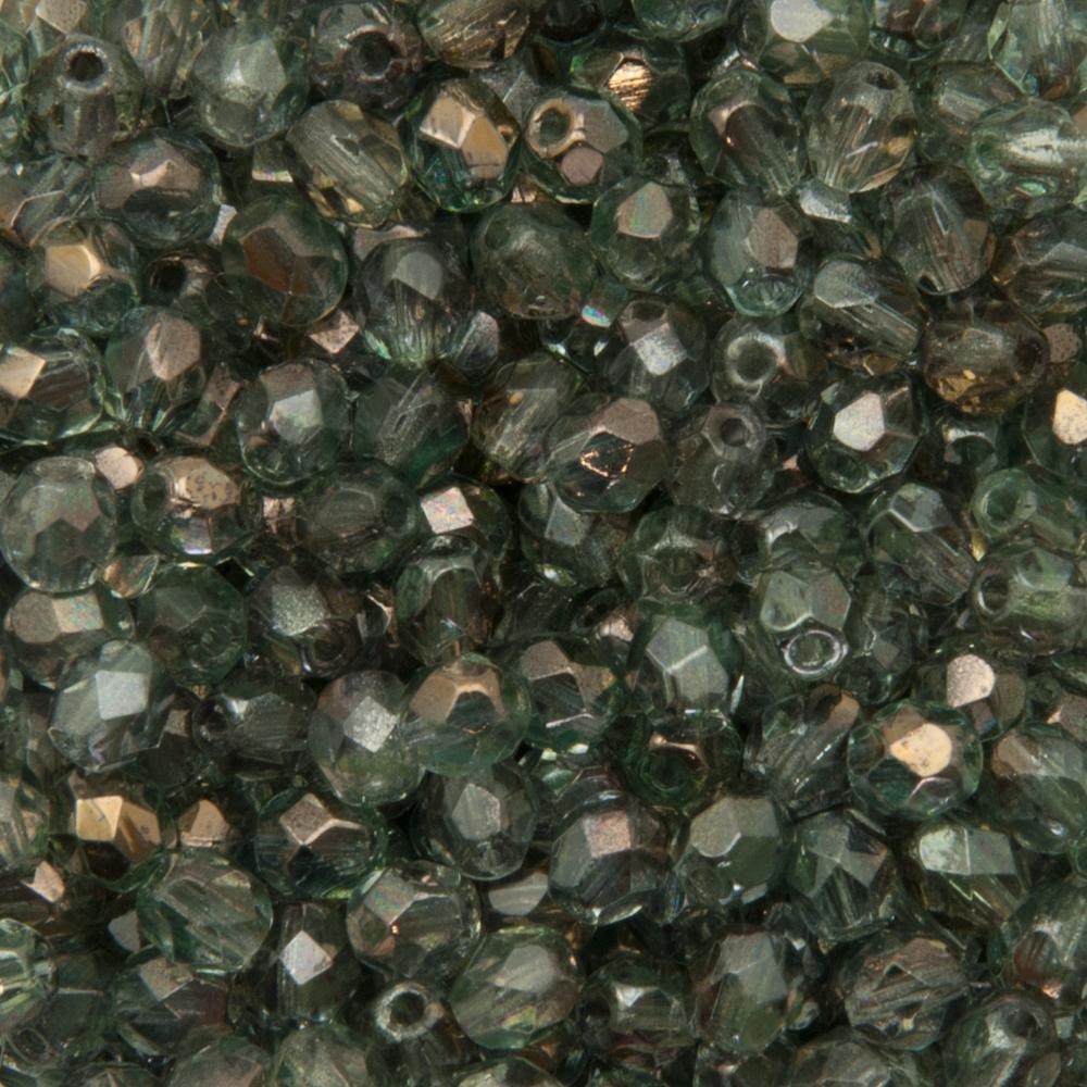 böhmische glasschliffperlen luster crystal/green 4mm | 50st