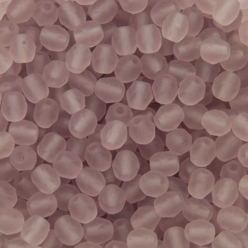 czech fire-polished round beads - matte light amethyst 4mm | 50pc