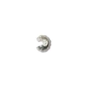 silver plated corrugated crimp bead cover 4mm | 24pc