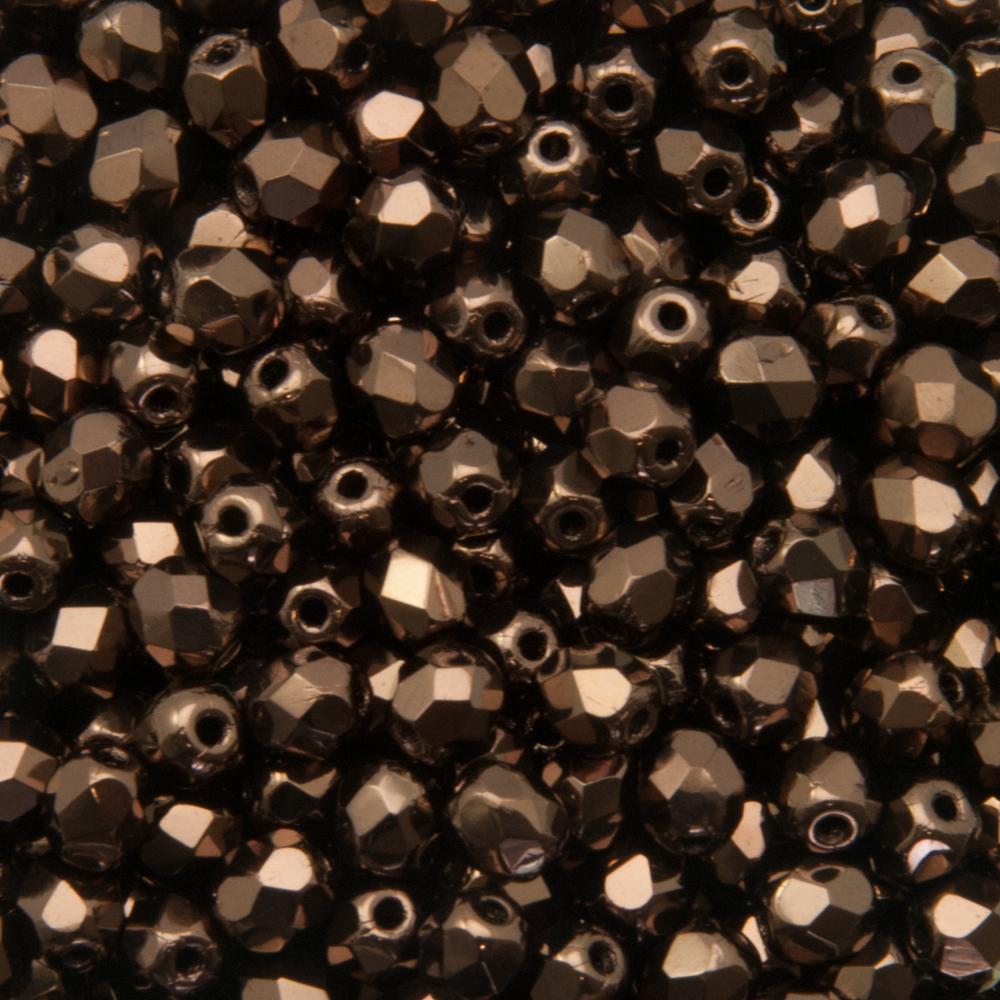 böhmische glasschliffperlen dark bronze 4mm | 50st