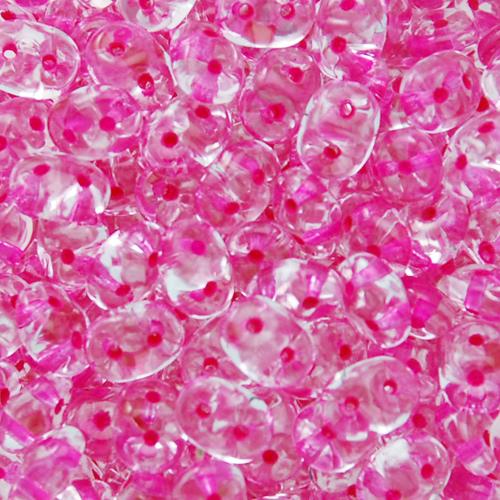 superduo perlen 5x2,5mm color-lined pink/crystal | 10gr