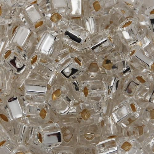 cube toho beads 4mm - silver lined crystal (21) | 10gr
