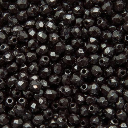 czech fire-polished round beads - opaque luster cocoa brown 3mm | 50pc