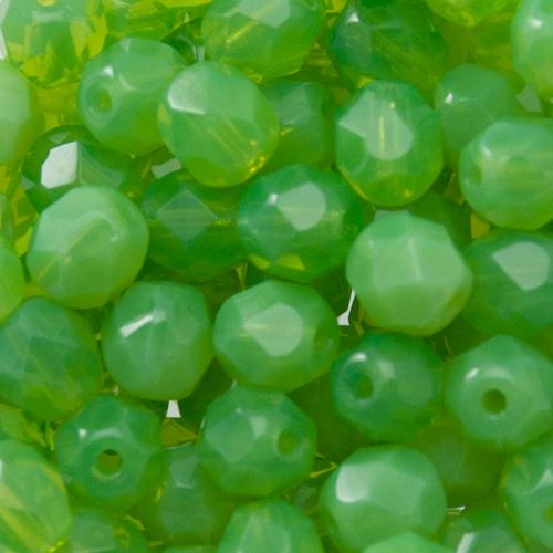 böhmische glasschliffperlen milky peridot 6mm | 25st