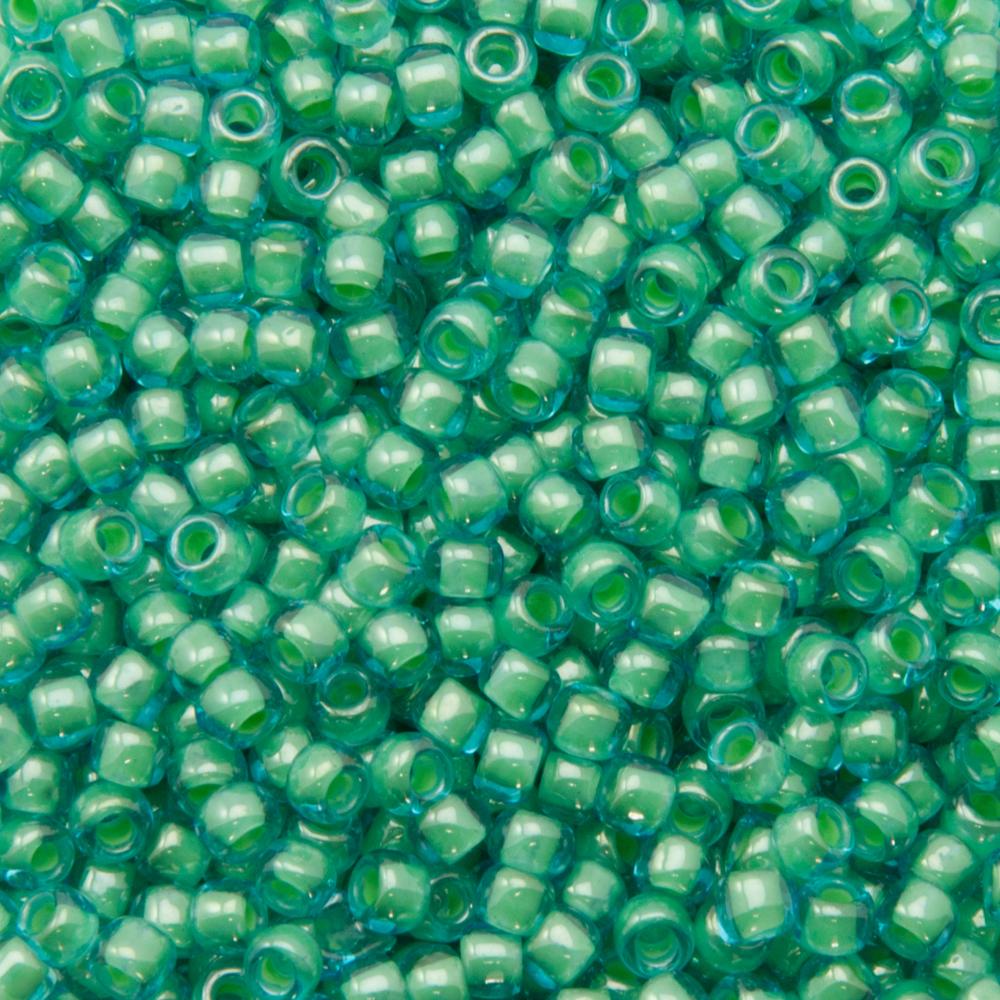 rocaille toho seed beads 8/0 inside color aqua/ light jonquil lined (954) | 10gr