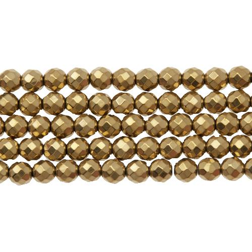 hämatit gold facettiertes runde 4mm | strang 38/40cm