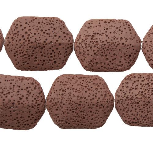 rose lava stone hexagon 35x25mm | 15/16-inch strand