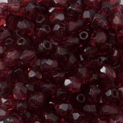 czech fire-polished round beads burgundy 4mm | 50pc