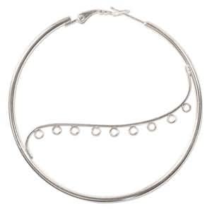 silver plated hoop earring 60mm with 9 loop | 2pc