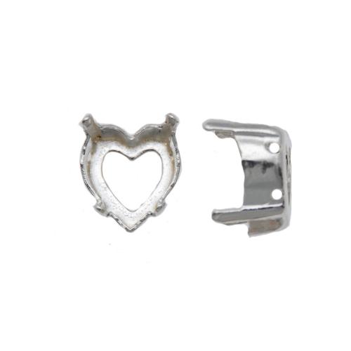 silver plated sew-on setting for heart fancy stone (4800/4884) 11x10mm | 4pc