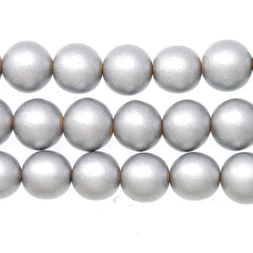dyed wood beads - metallic silver 12mm | 16-inch strand