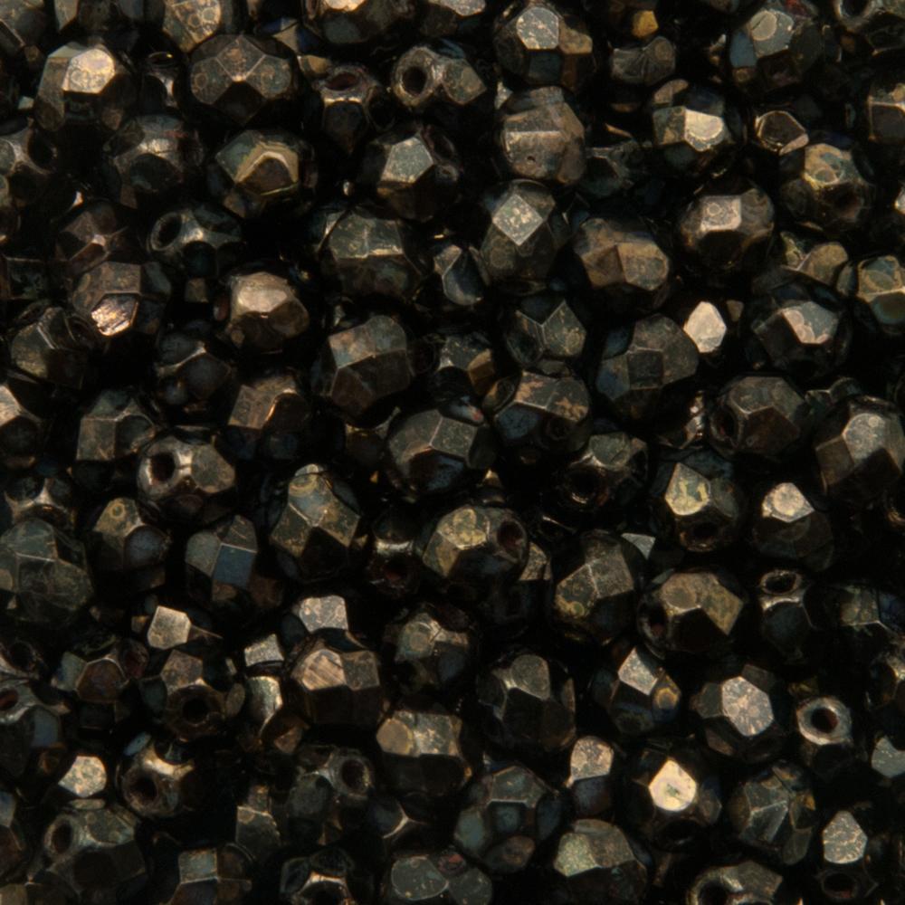 böhmische glasschliffperlen dark bronze picasso 4mm | 50st