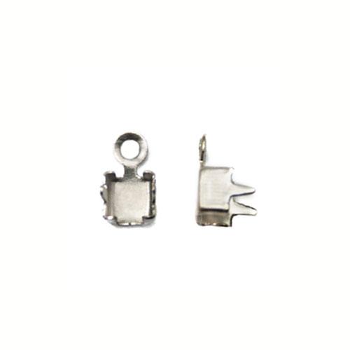 rhodium silver plated strass chain crimp end pp18 | 20pc