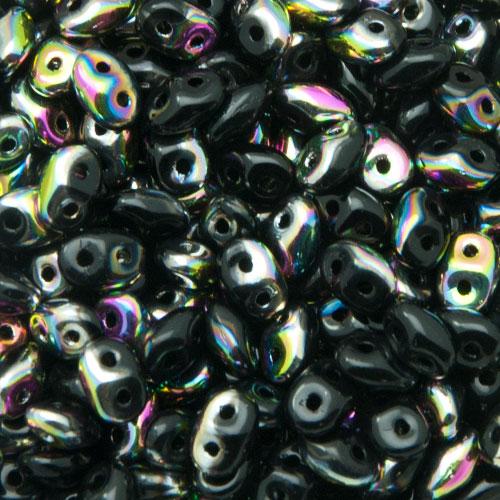 superduo seed beads 5x2,5mm - jet vitrail | 10gr