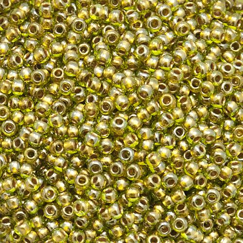 saatperlen toho 11/0 gold lined peridot (991) | 10gr