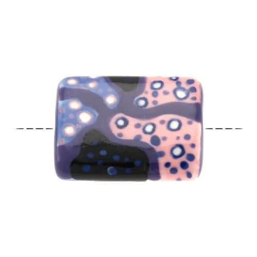 handmade porcelain beads - mix purple bubbles rectangle 32x24mm | 1pc
