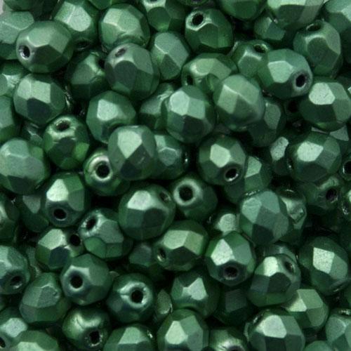 böhmische glasschliffperlen metallic green 4mm | 50st