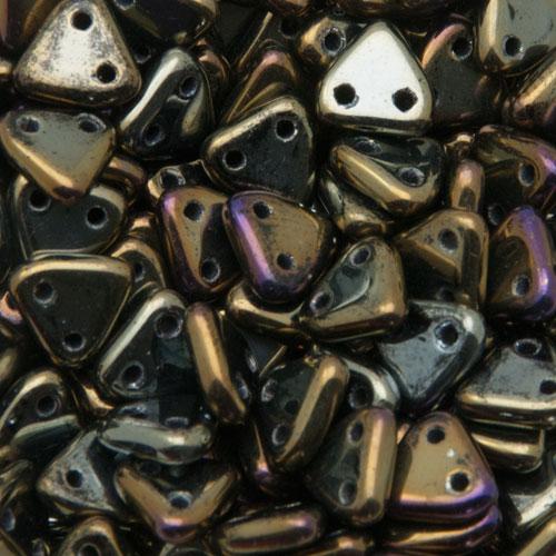 czech glass triangle beads - iris brown 6mm | 8gr