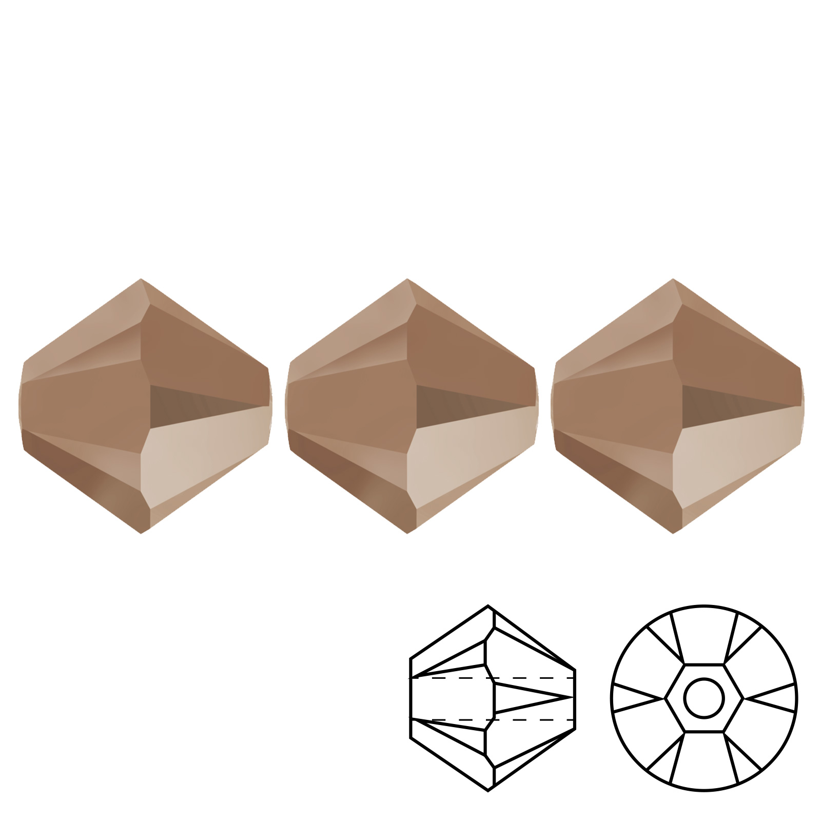 kristall doppelkegel (5328) crystal rose gold 2x 3mm | 48st