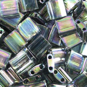 miyuki tila beads - gray rainbow luster 5mm | 5gr