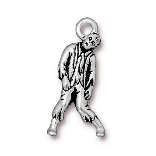 antique silver plated zombie charm 20x10mm | 1pc