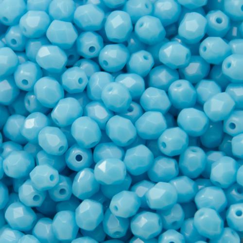 czech fire-polished round beads opaque light blue 4mm | 50pc