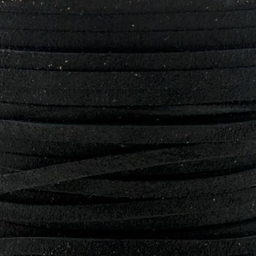 black suede lace cord 3x1,5mm | 1mt
